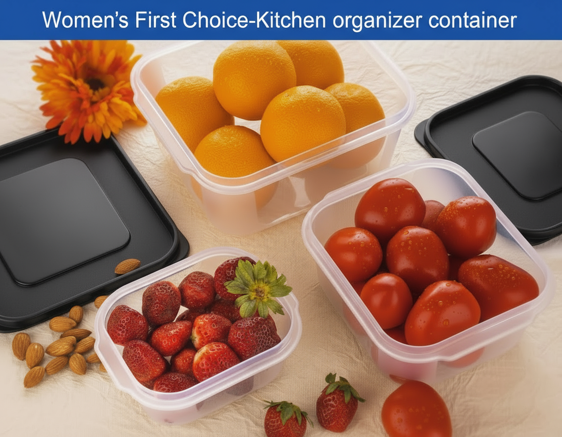 Airtight Food Storage Containers Pack of 3 – Plastic Boxes for Dry Fruits, Nuts, Snacks & Kitchen Storage