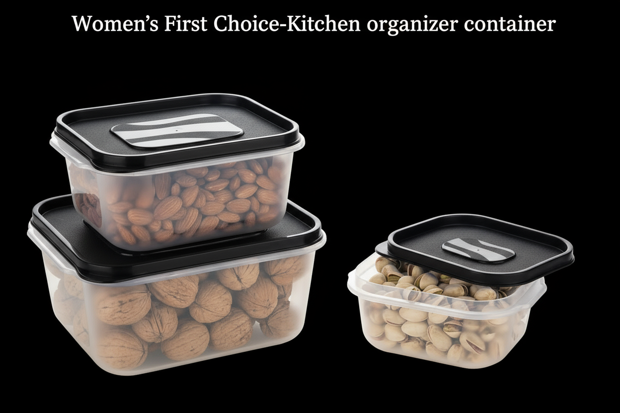 Airtight Food Storage Containers Pack of 3 – Plastic Boxes for Dry Fruits, Nuts, Snacks & Kitchen Storage